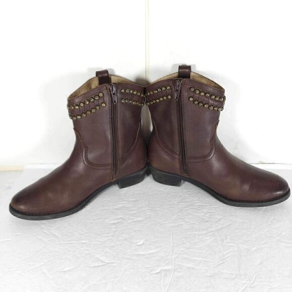 Frye Boys Big Kids Diana US 3,5 Brown Leather Studded Ankle Western Boots - Picture 6 of 14
